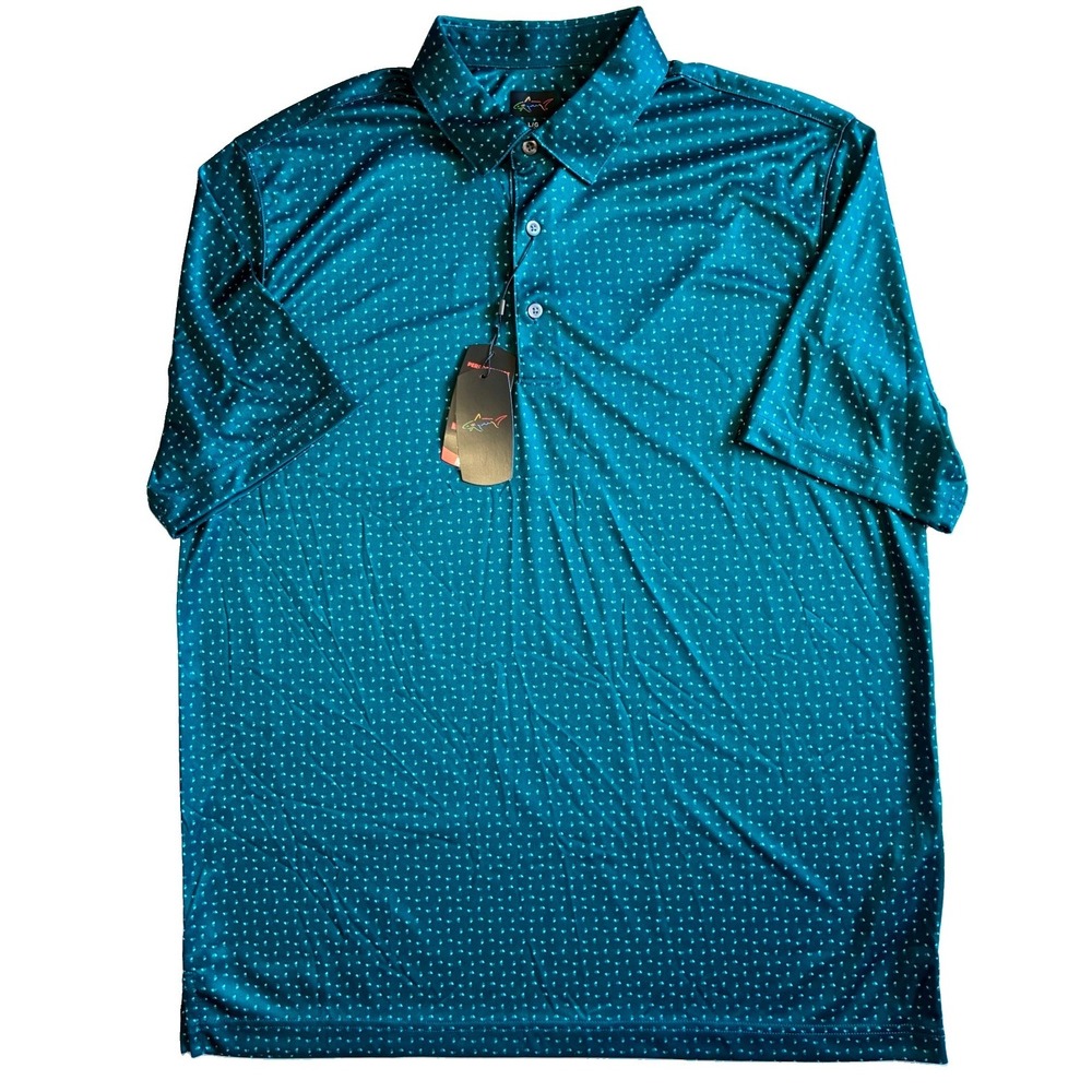 Greg Norman Mens Large Green Polo Golf Technical Performance Short Sleeve Shirt